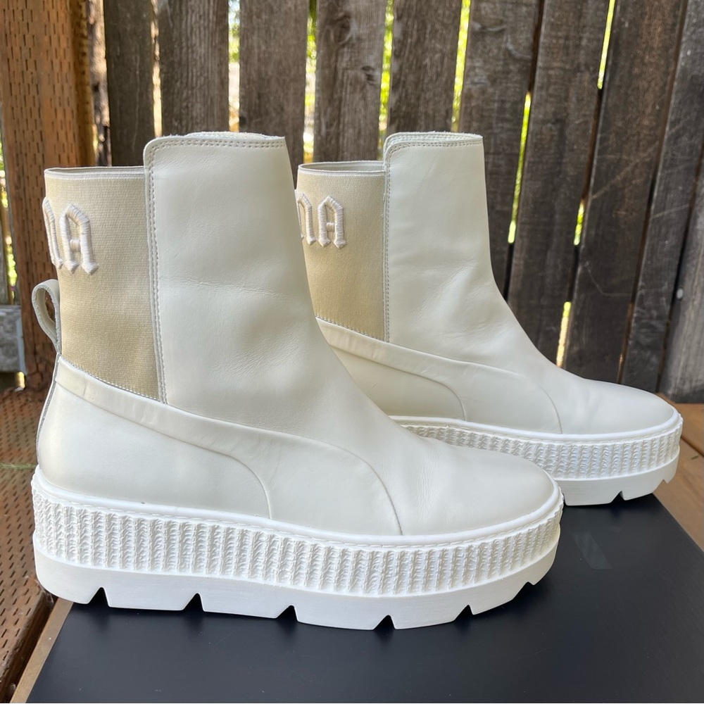 Fenty x Puma By Rihanna Chelsea Sneaker Chunky Sole Boot In Vanilla Ice Sz 10
